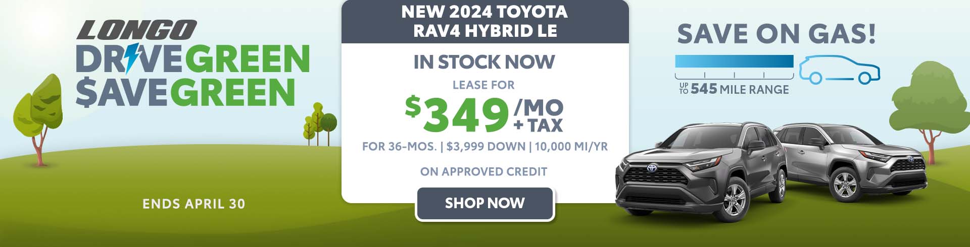 Lease a new 2024 Toyota RAV4 Hybrid LE for $349/mo + tax