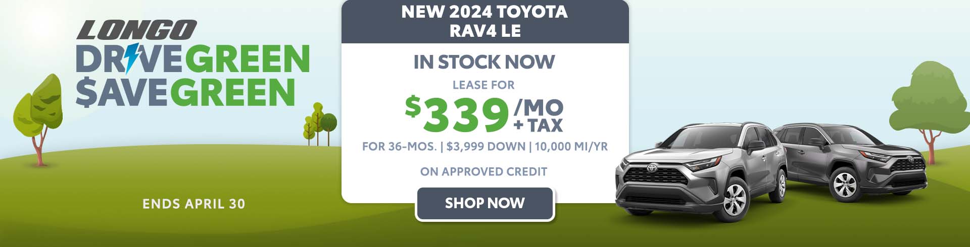 Lease a new 2024 Toyota RAV4 LE for $339/mo + tax