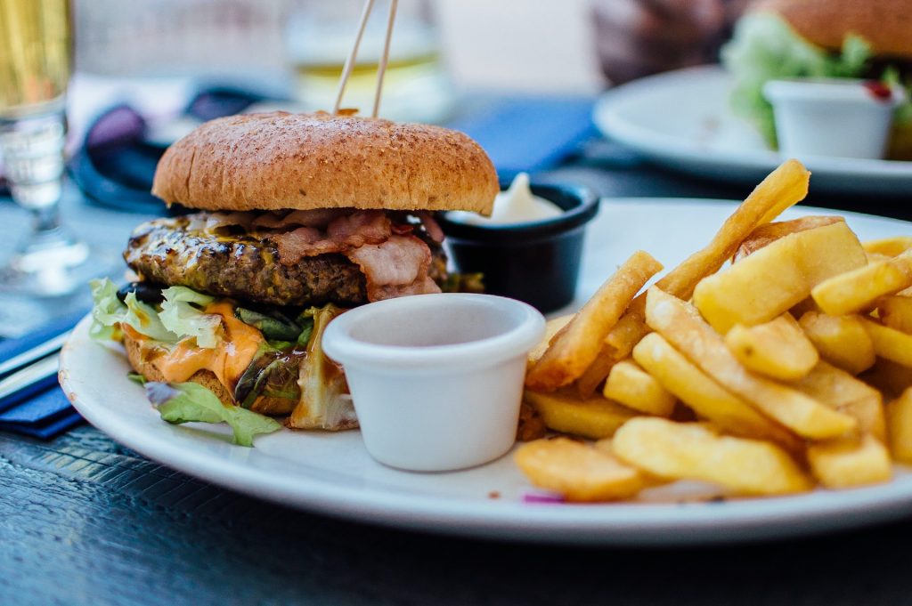 Burger and Fries With Some Dip