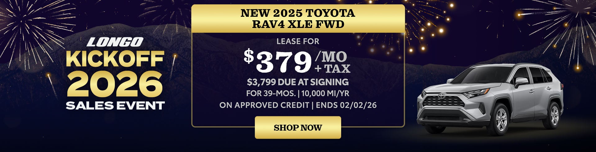Lease a new 2025 Toyota RAV4 XLE for $379/mo + tax