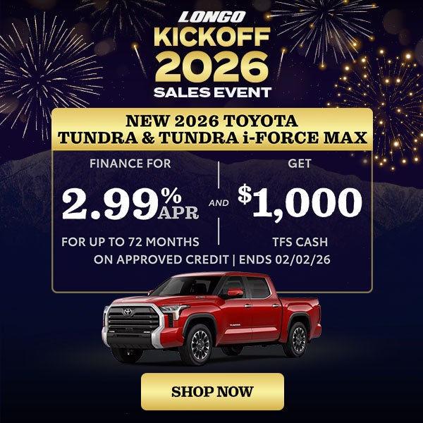 Finance a new 2026 Toyota Tundra for 2.99% APR for 72 months