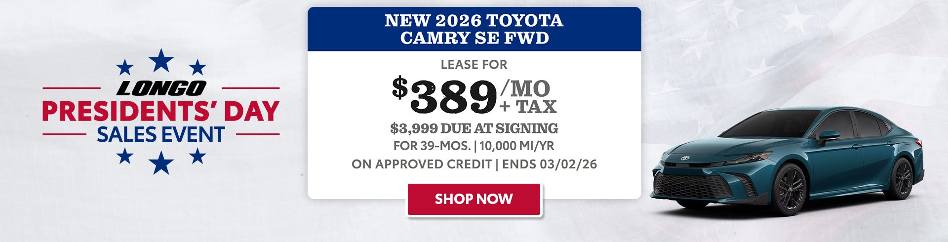 Lease a new Camry for $389/mo + tax