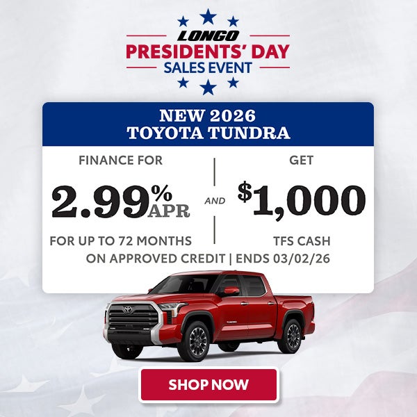 Finance a new Tundra for 2.99% APR and get $1000 TFS Cash
