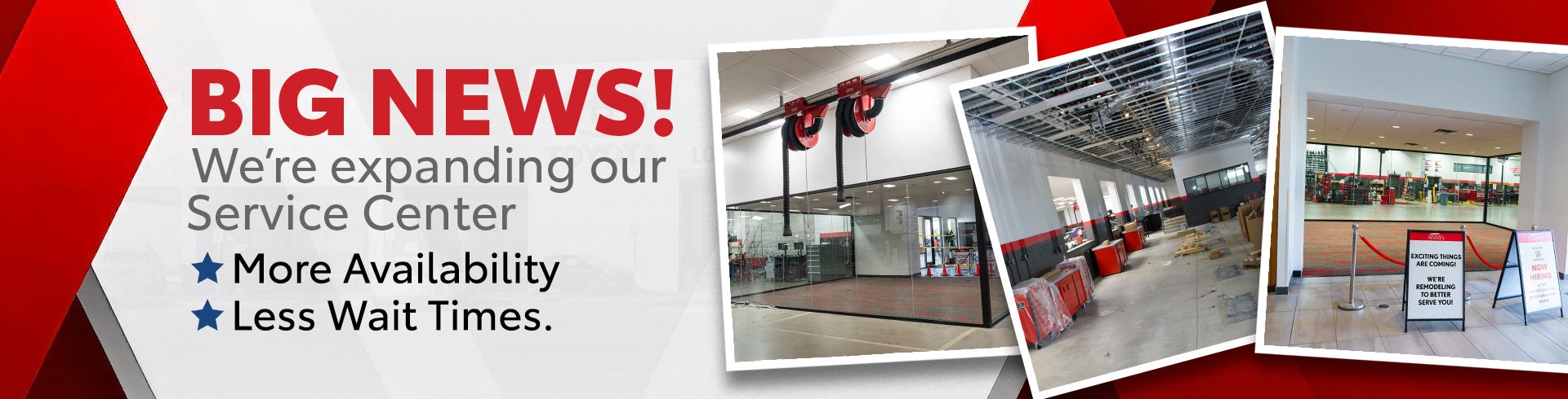 Big News! We're expanding our service center. 