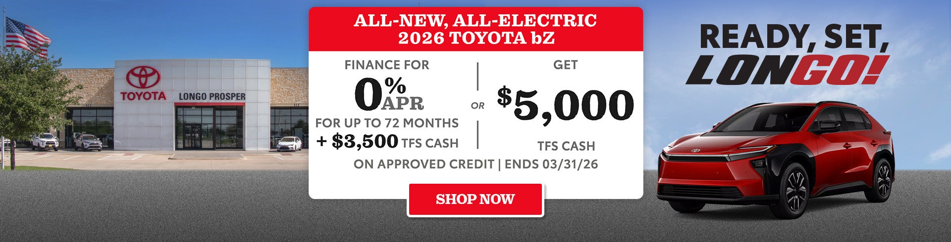 Finance a bZ for 0% APR + $3500 TFS Cash OR Get $5K TFS Cash