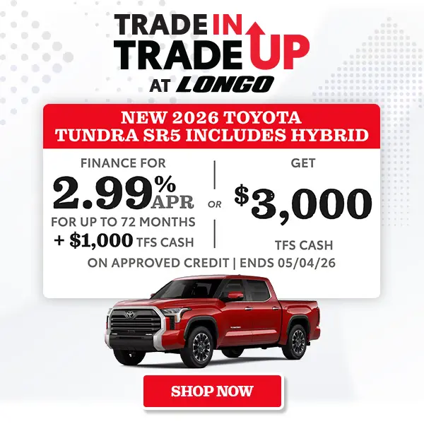Finance a new 2026 Tundra SR5 for 2.99% APR for 72 mos