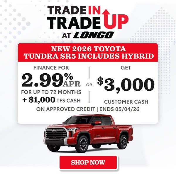 Finance a new 2026 Tundra SR5 for 2.99% APR for 72 mos