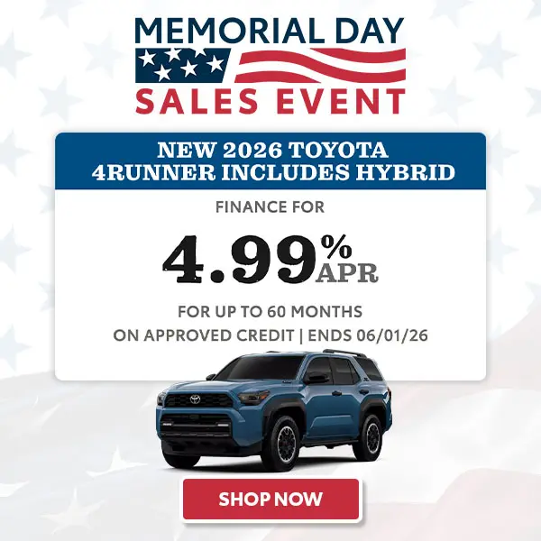 Finance a Toyota 4Runner for 4.99% APR up to 60 mos