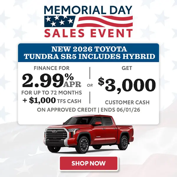 Finance a Tundra SR5 for 2.99% APR + $1K TFS Cash OR $3K CC