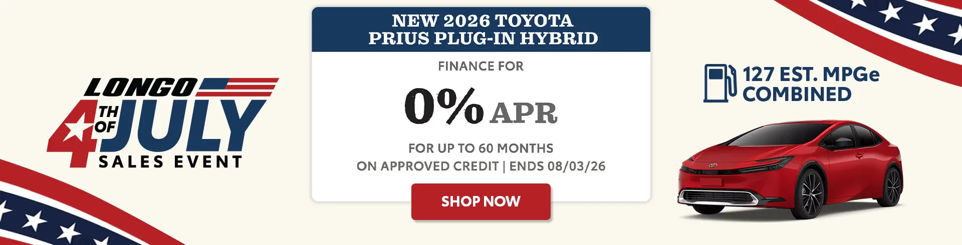 Finance a new 2026 Prius Plug-In Hybrid for 0% APR