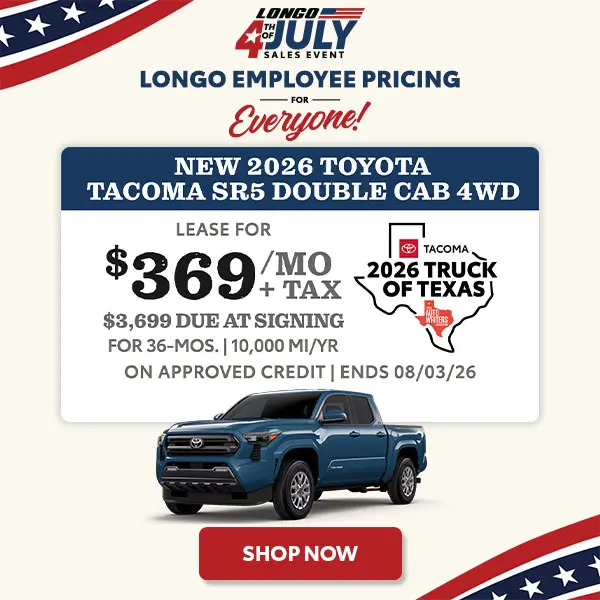 Lease a new 2026 Tacoma SR5 for $369/mo + tax