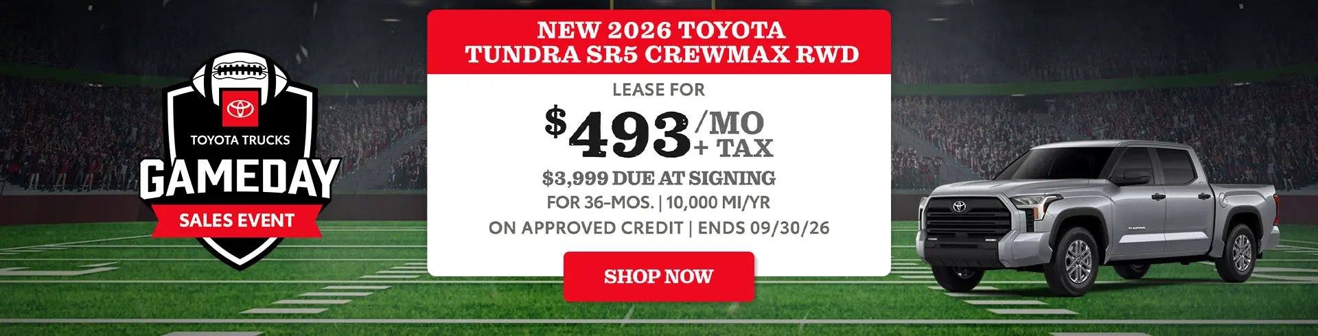 Lease a new Tundra SR5 for $493/mo + tax