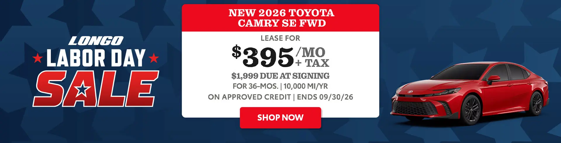 Lease a new Camry SE for $395/mo + tax