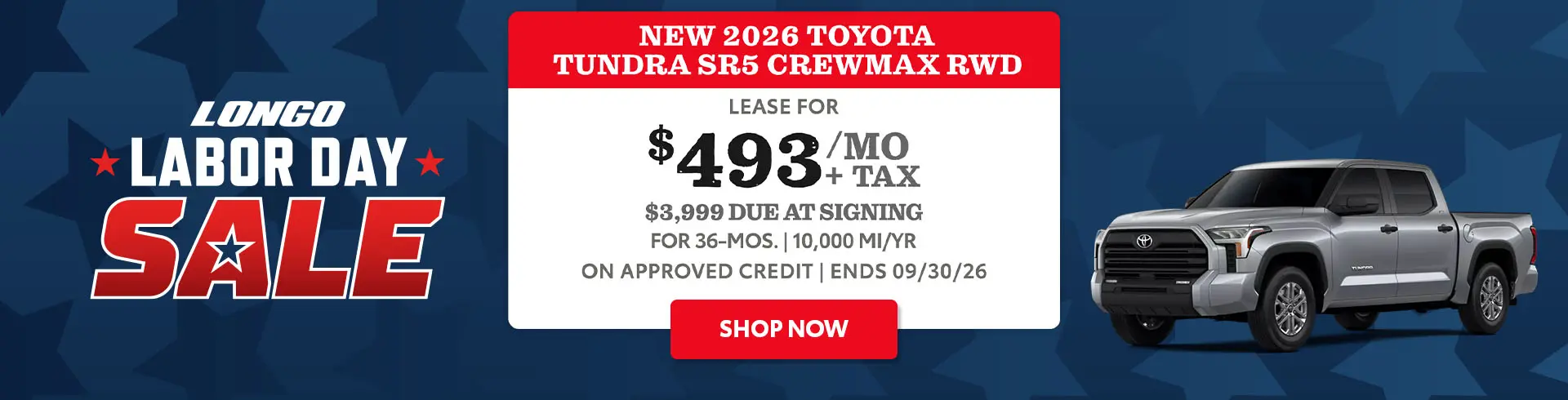 Lease a new Tundra SR5 for $493/mo + tax